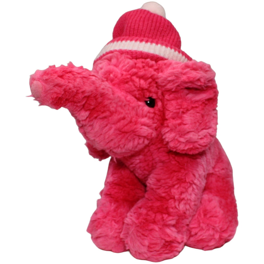 Pinker Elefant mit Strickmütze, sitzend