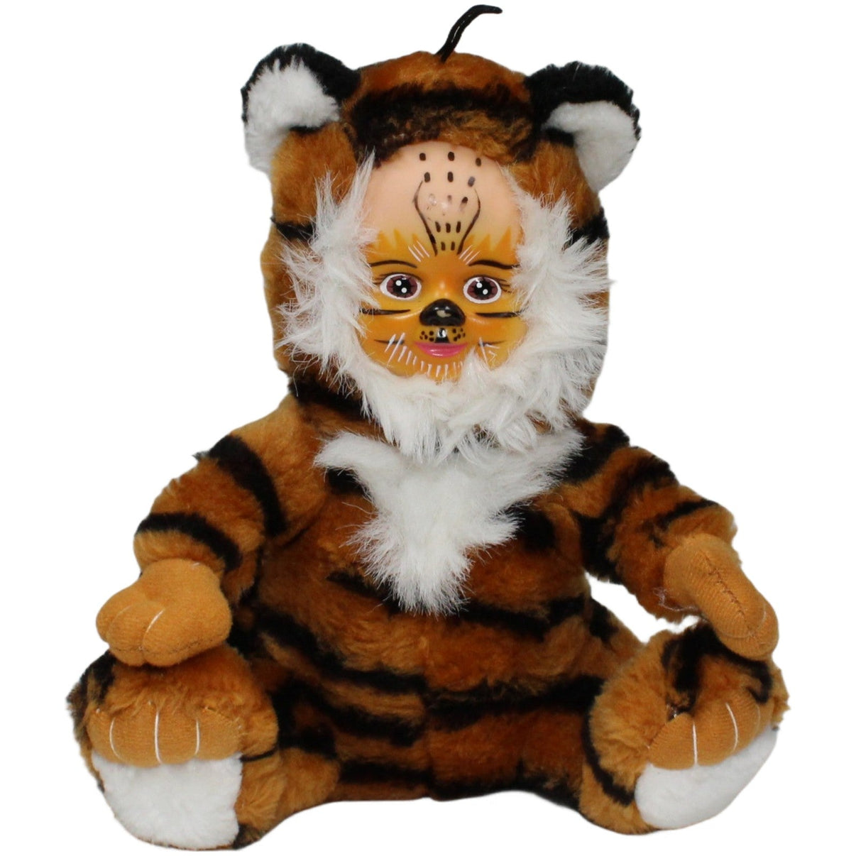 123000021207 Clown Toys Lustiger Tiger mit Kindergesicht Kuscheltier Kumpel Leo 22cm _Vintage_ Braun