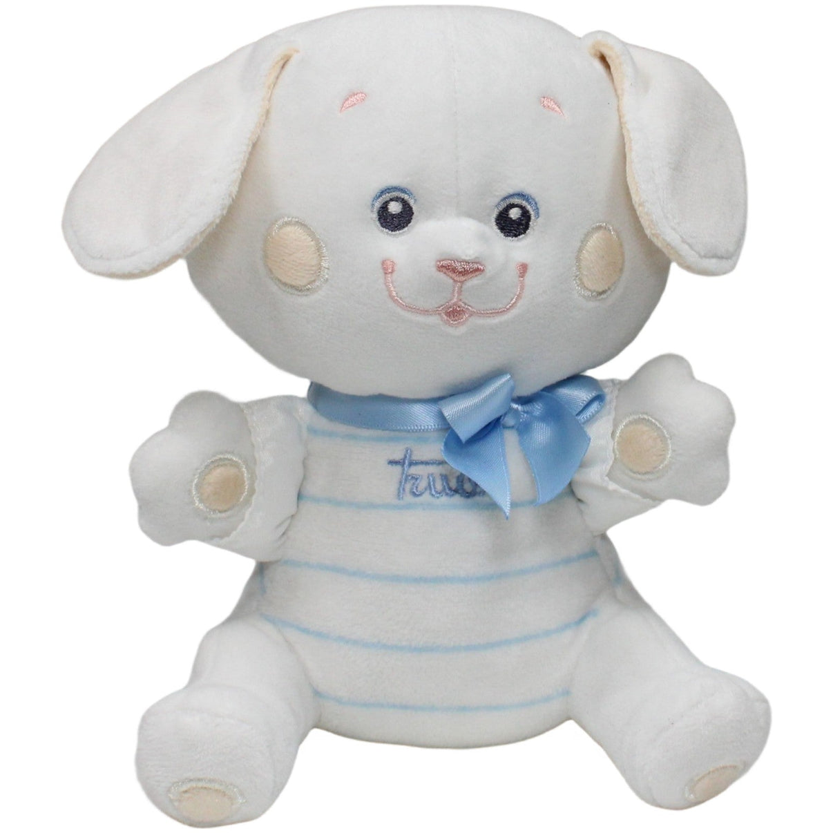 123000021281 Trudi Süßer weißer Hund mit blauer Scheife und Rassel Spielfigur mit Rassel Kumpel Leo 20cm Blau ebay - 20 - baby - sonstiges