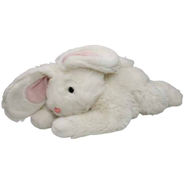 Weißer XL Hase mit Möhren-Pfoten, liegend