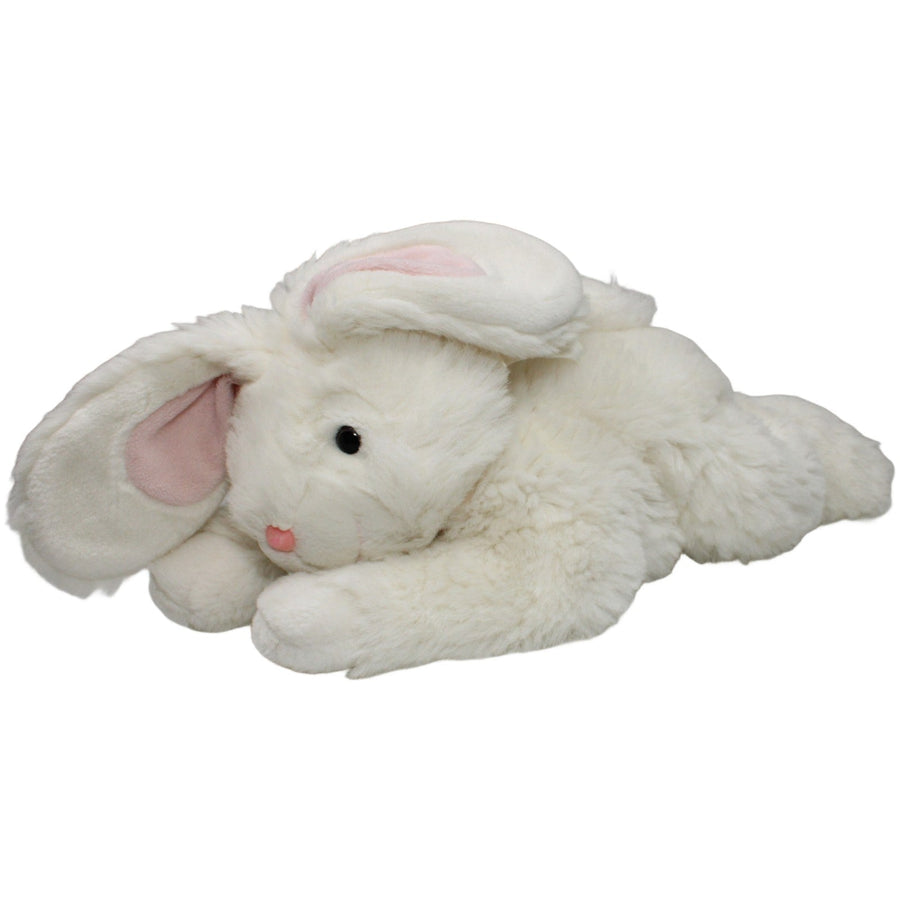 Weißer XL Hase mit Möhren-Pfoten, liegend