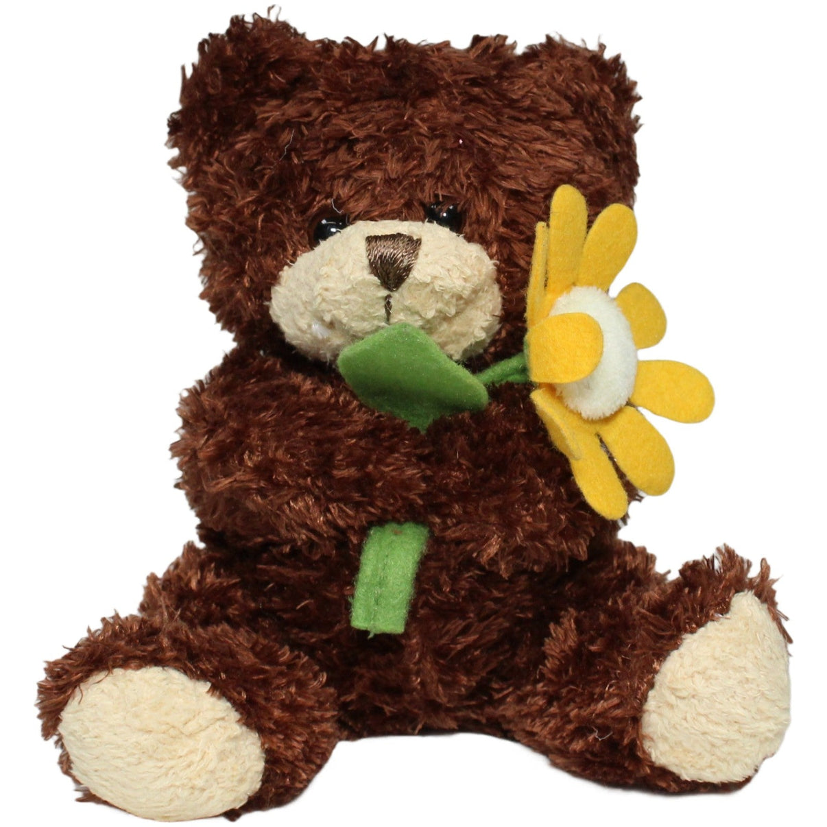 123000021425 Althans Club Kleiner Teddybär mit gelber Blume, sitzend Kuscheltier Kumpel Leo 14cm Beige Braun