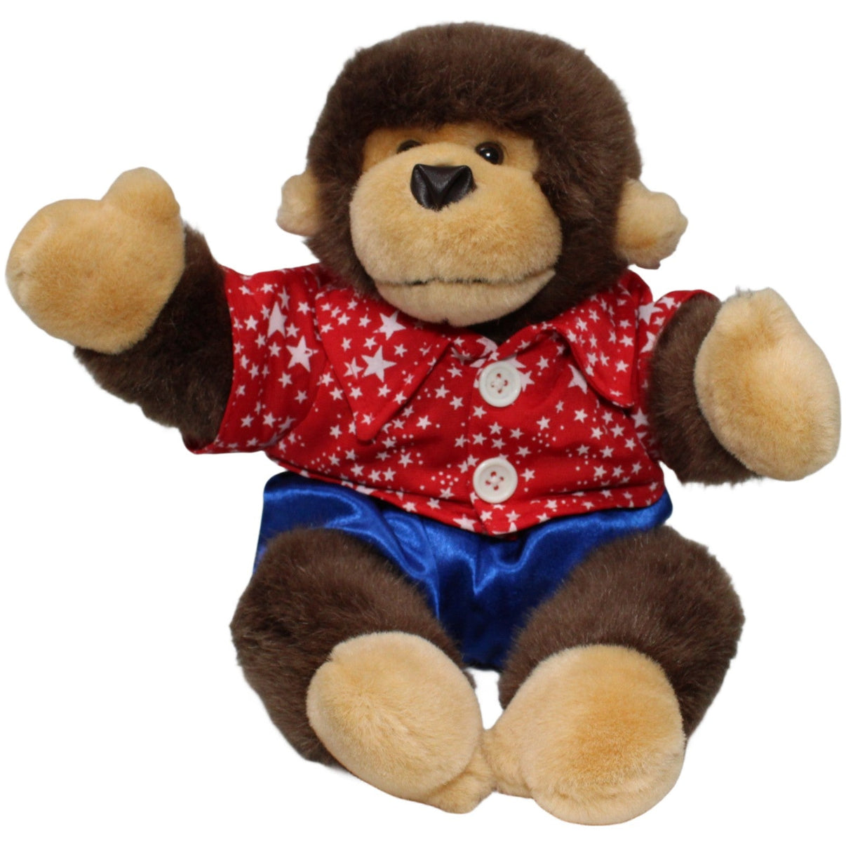 123000021441 ES Gerhardshofen Süßer Affe mit Sternen - Hemd und blauer Hose Kuscheltier Kumpel Leo 33cm Affe Blau