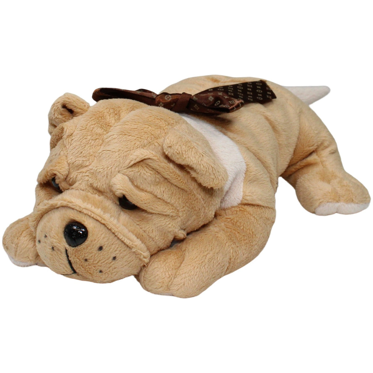 123000021448 G. Wurm Süßer Hund mit Schleife, liegend Kuscheltier Kumpel Leo 24cm Beige Braun