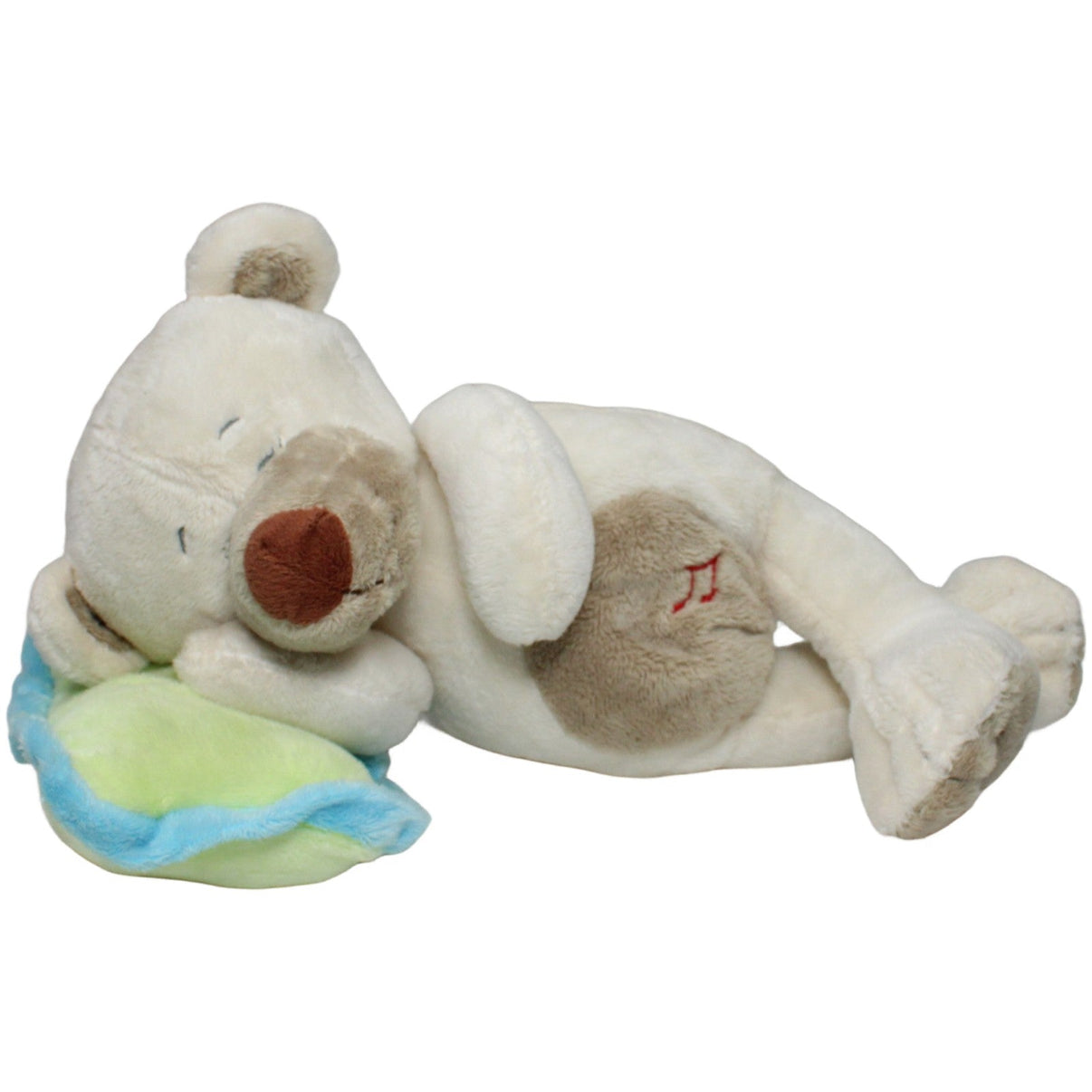 123000021475 ES Gerhardshofen Schlafender Bär mit Kissen & Schnarch Geräuschen Kuscheltier Kumpel Leo 30cm Blau Bär