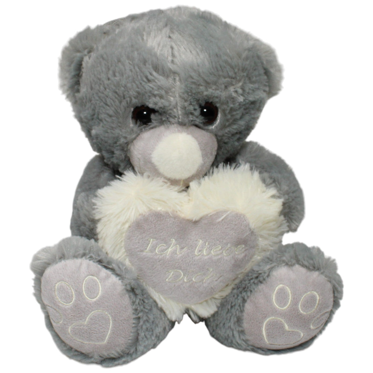 123000021534 FLOTI Flos Toys, grauer Teddy mit Herz "Ich liebe Dich" Kuscheltier Kumpel Leo 28cm ebay - 20 - stofftiere Gebraucht