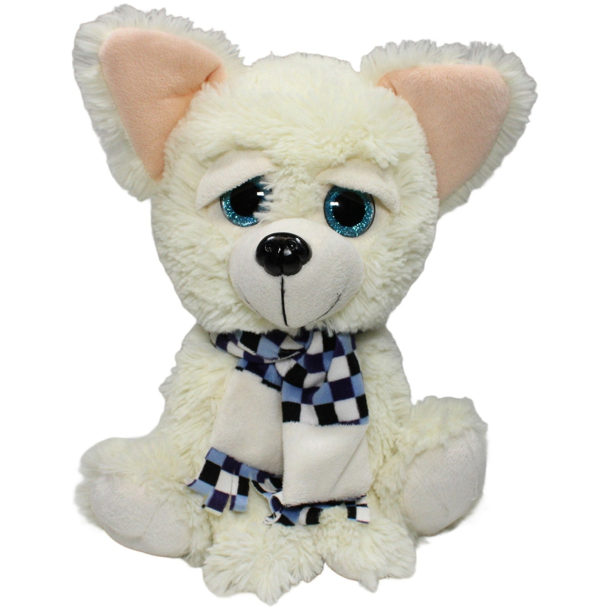 123000021599 FLOTI Flos Toys, weißer Hund mit kariertem Schal sitzend Kuscheltier Kumpel Leo 30cm ebay - 20 - stofftiere Gebraucht