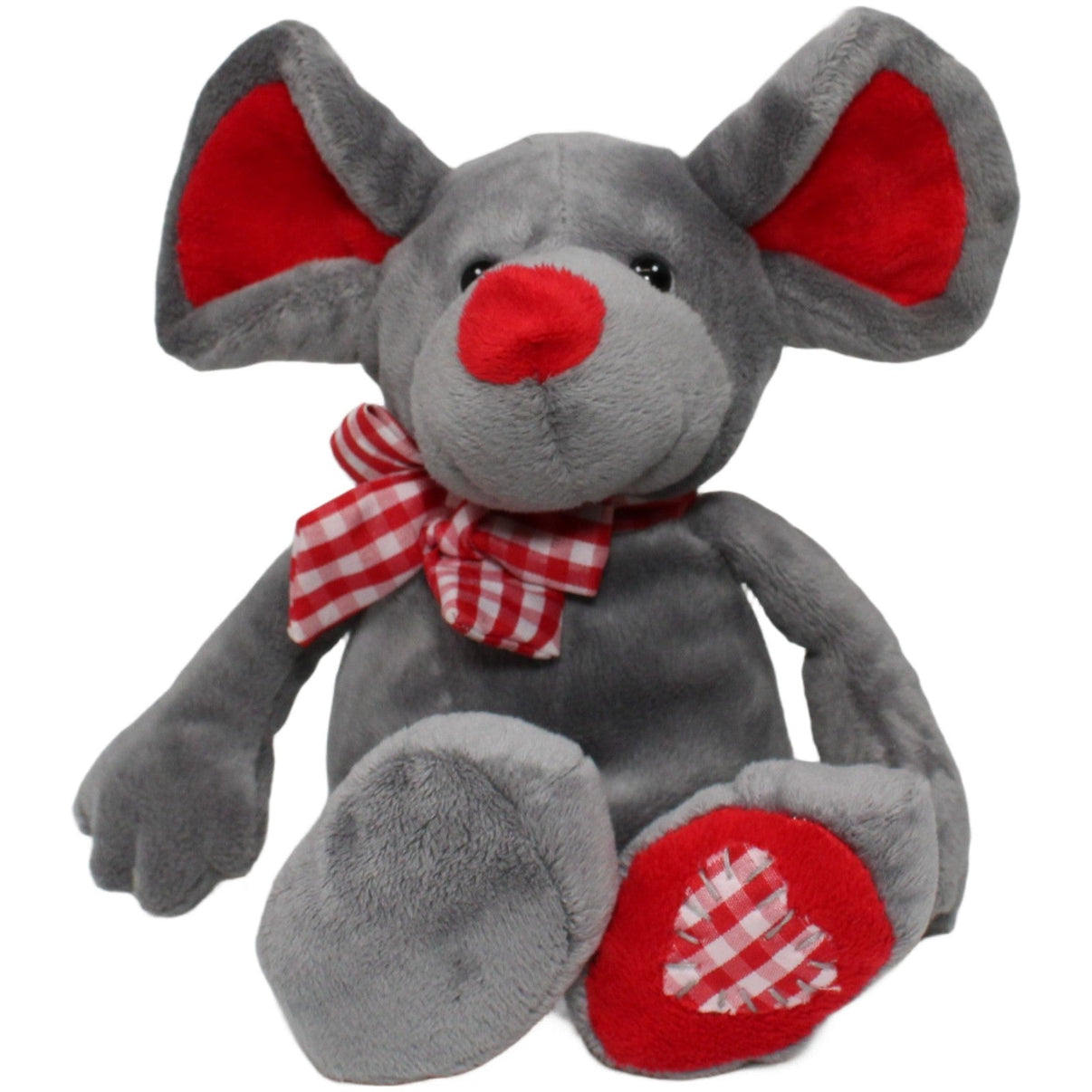 123000021606 Unbekannt Graue Maus mit kariertem Herz auf dem Fuß Kuscheltier Kumpel Leo 25cm ebay - stofftiere Gebraucht