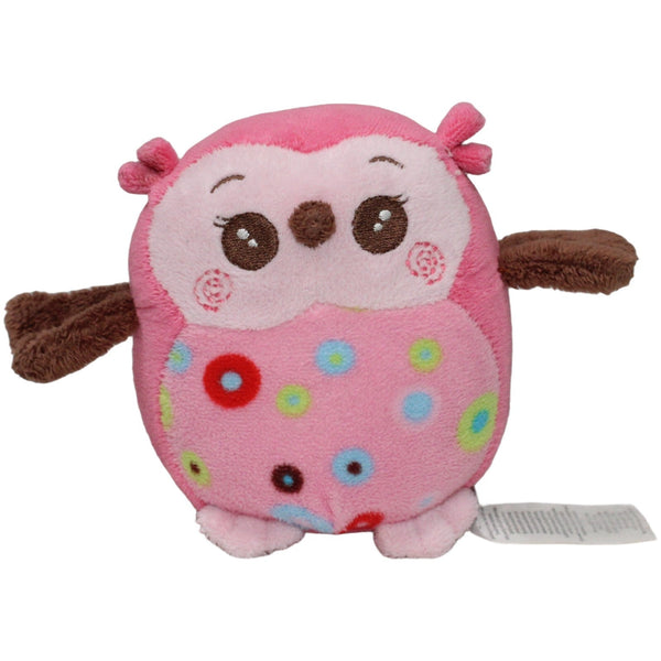 Kleine rosa Eule mit buntem Muster