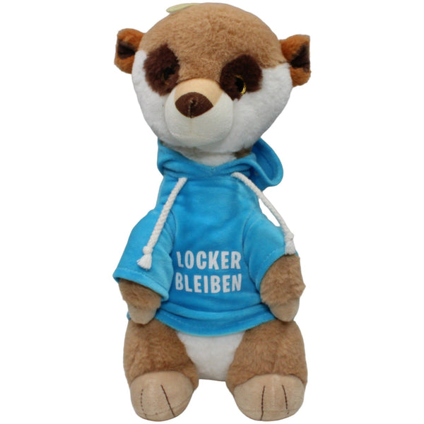 Flos Toys, beiges Erdmännchen mit Hoodie "Locker Bleiben"