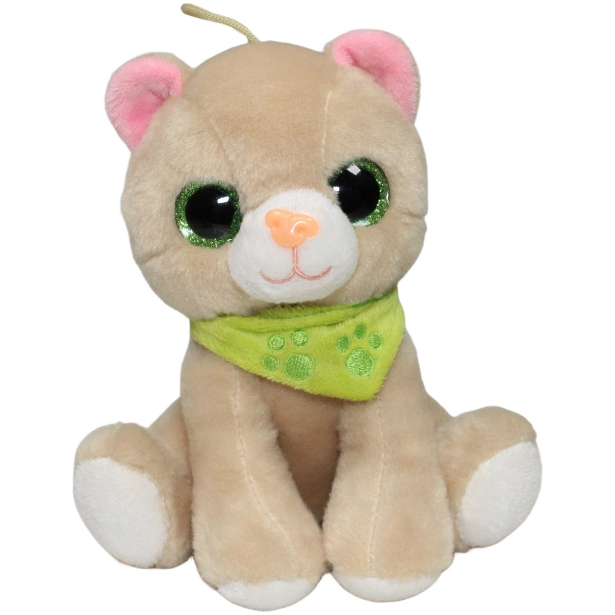123000021699 Landahl & Baumann Beige Katze mit Glitzeraugen & grünem Halstuch Kuscheltier Kumpel Leo 18cm Beige ebay - stofftiere