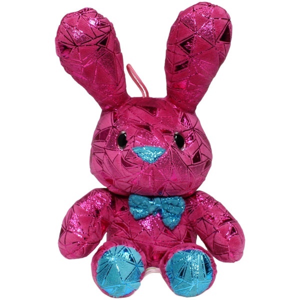 Pinker Glitzer-Hase mit Fliege, sitzend