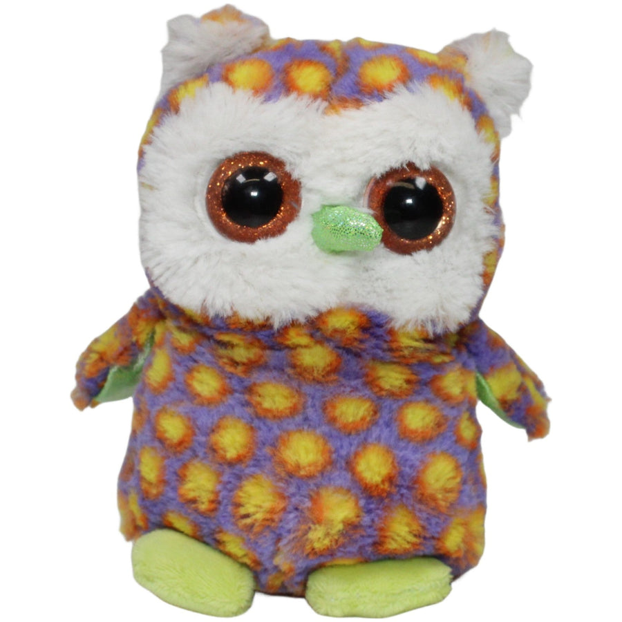 Sparkle Eyes, lila Eule mit orangen Punkten