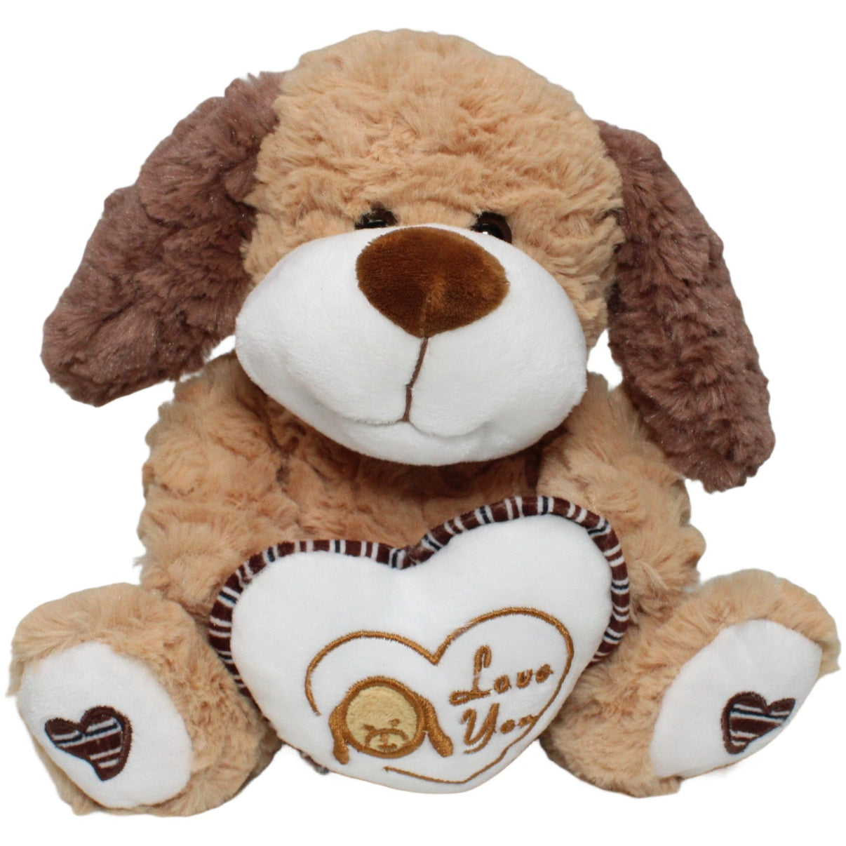 123000021906 Kaufhaus Martin Stolz Süßer Hund mit "Love You" Herz Kuscheltier Kumpel Leo 24cm Beige Braun