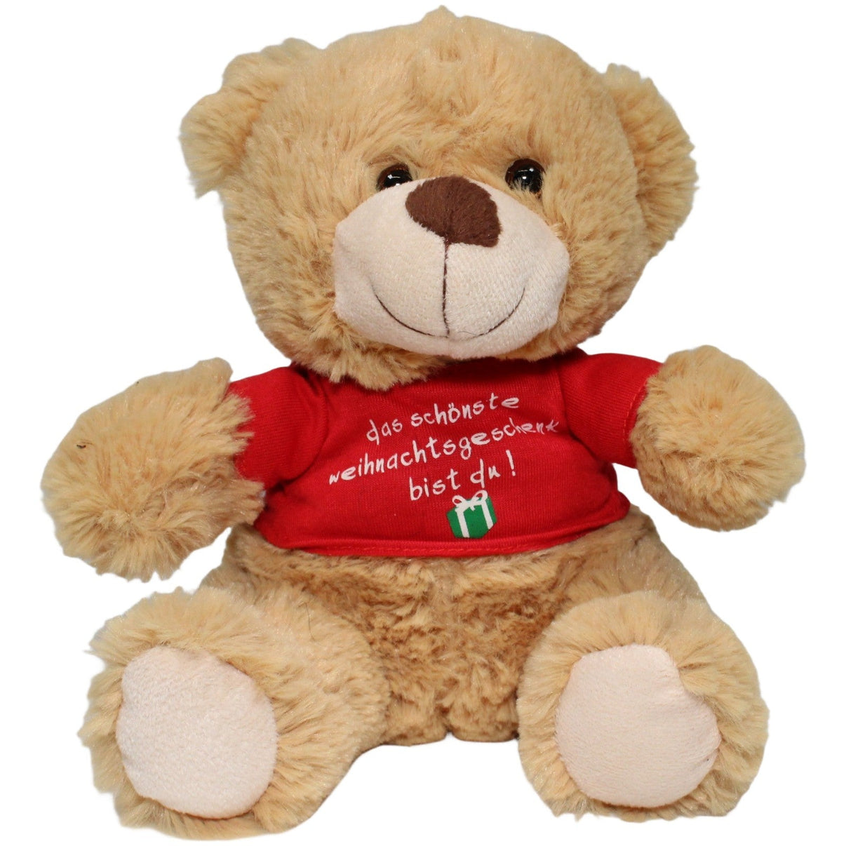 123000021919 TE - Importe Teddy mit Shirt "das schönste Weihnachtsgeschenk" Kuscheltier Kumpel Leo 20cm Braun ebay - stofftiere