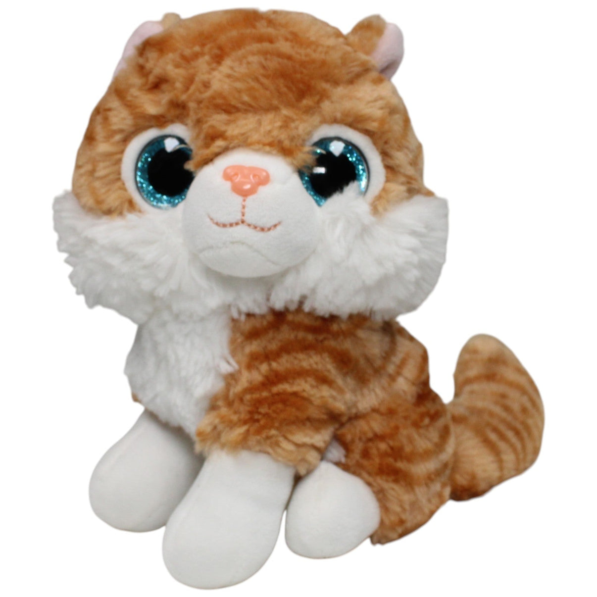 123000022007 Unbekannt Orange - weiße Katze mit blauen Glitzer - Augen Kuscheltier Kumpel Leo 19cm ebay - stofftiere Gebraucht