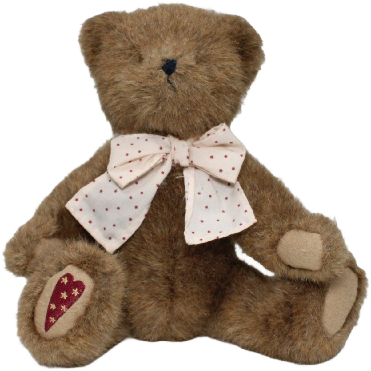 123000022083 THE BOYDS COLLECTION Schöner Teddybär mit Sternen - Schleife und beweglichen Gliedern Kuscheltier Kumpel Leo 25cm _Vintage_ Beige