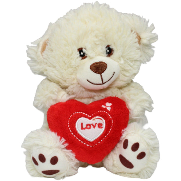 Süßer weißer Teddybär mit Herz "Love", sitzend