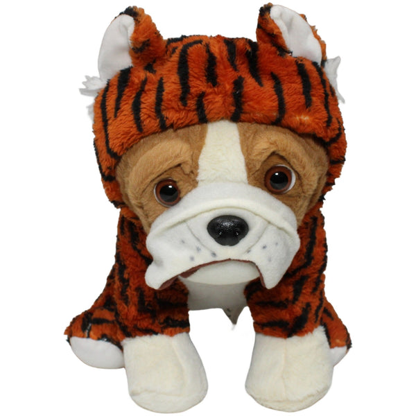 Bulldogge im Tigerkostüm