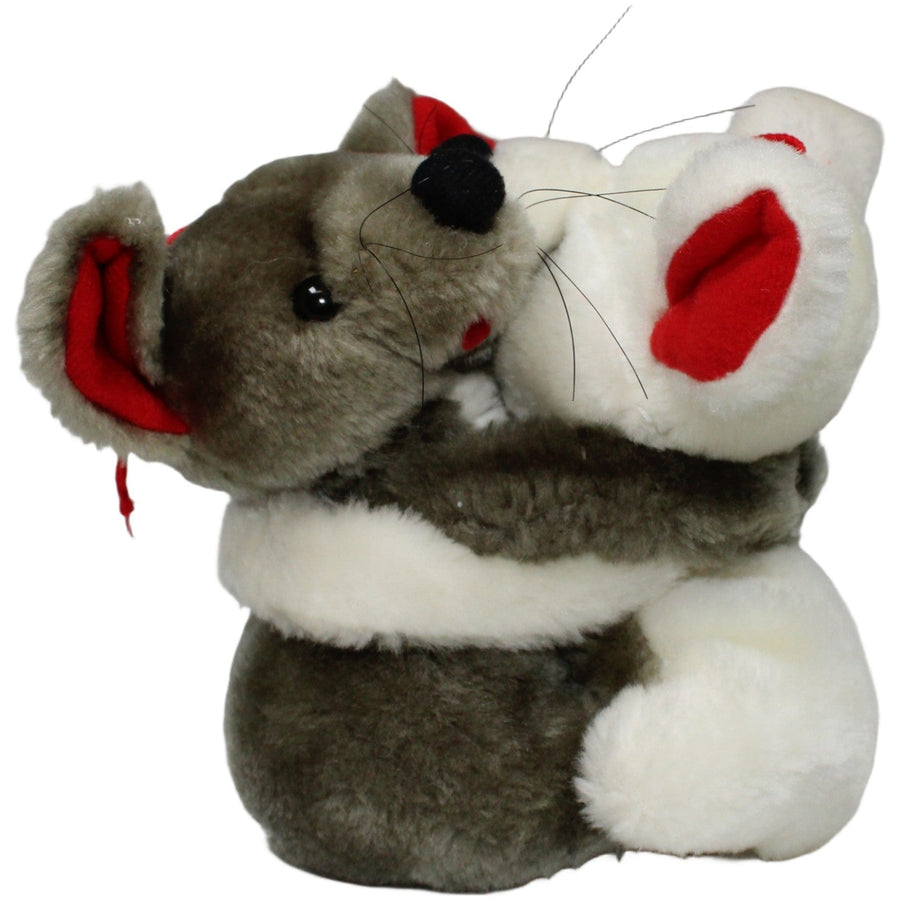 Umarmende Mäuse mit Klett-Händen, weiß-grau