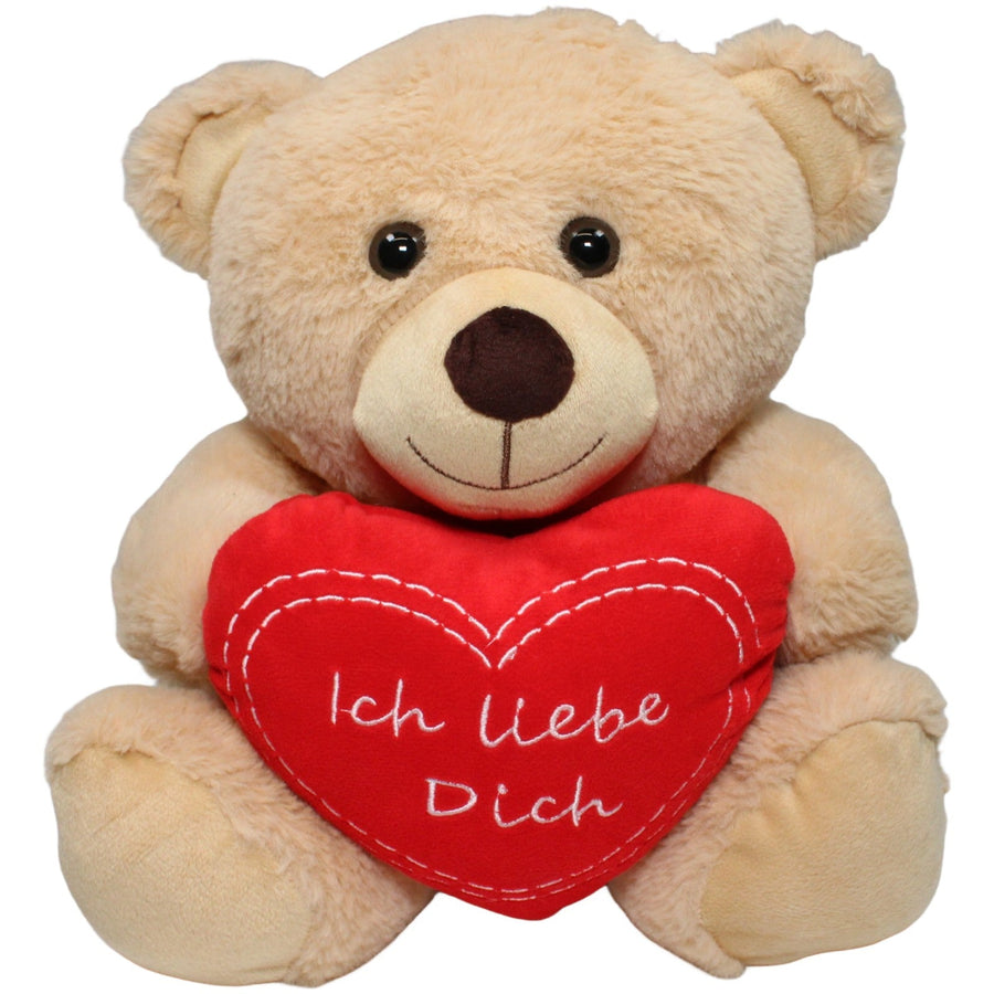 Brauner Teddybär mit Herz "Ich liebe Dich", sitzend