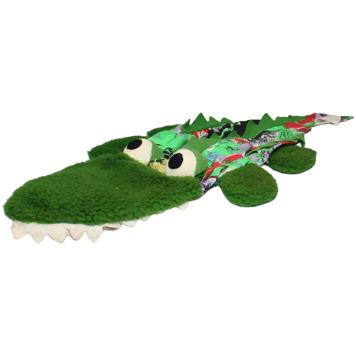 123000022328 Fehn Krokodil mit Muster & Rassel Ganzkörper - Handpuppe Kumpel Leo 52cm _Vintage_ Alligator