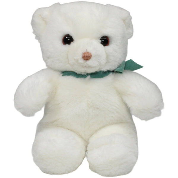 Weißer Teddy mit grüner Schleife