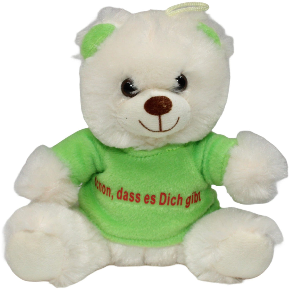 123000022365 Morgenroth Weißer Teddy mit grünem Shirt "Schön, dass es Dich gibt" Kuscheltier Kumpel Leo 19cm ebay - stofftiere Gebraucht