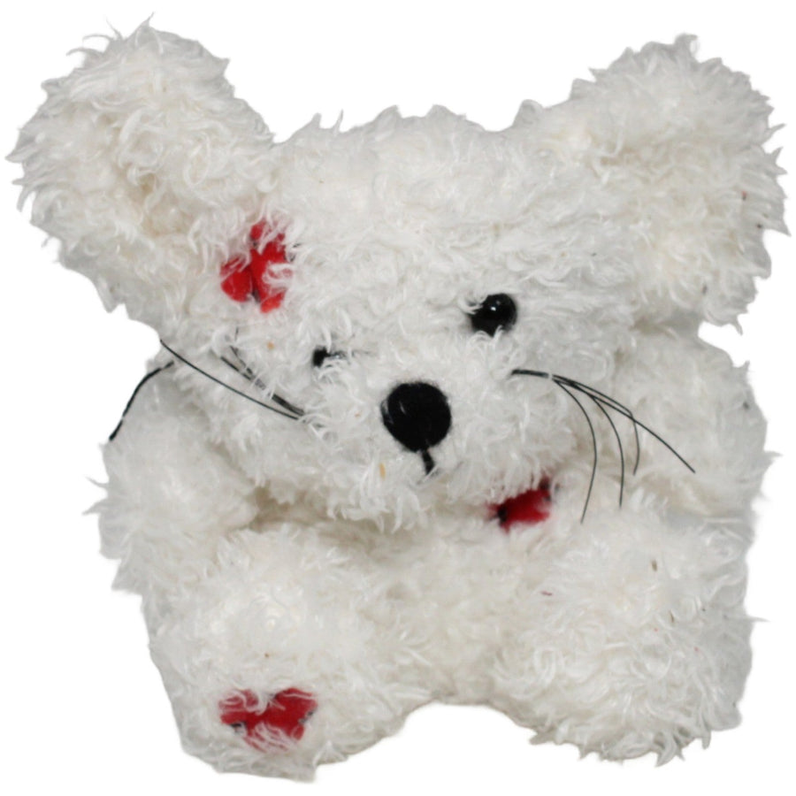 Kleine weiße Zottel-Maus mit Patches