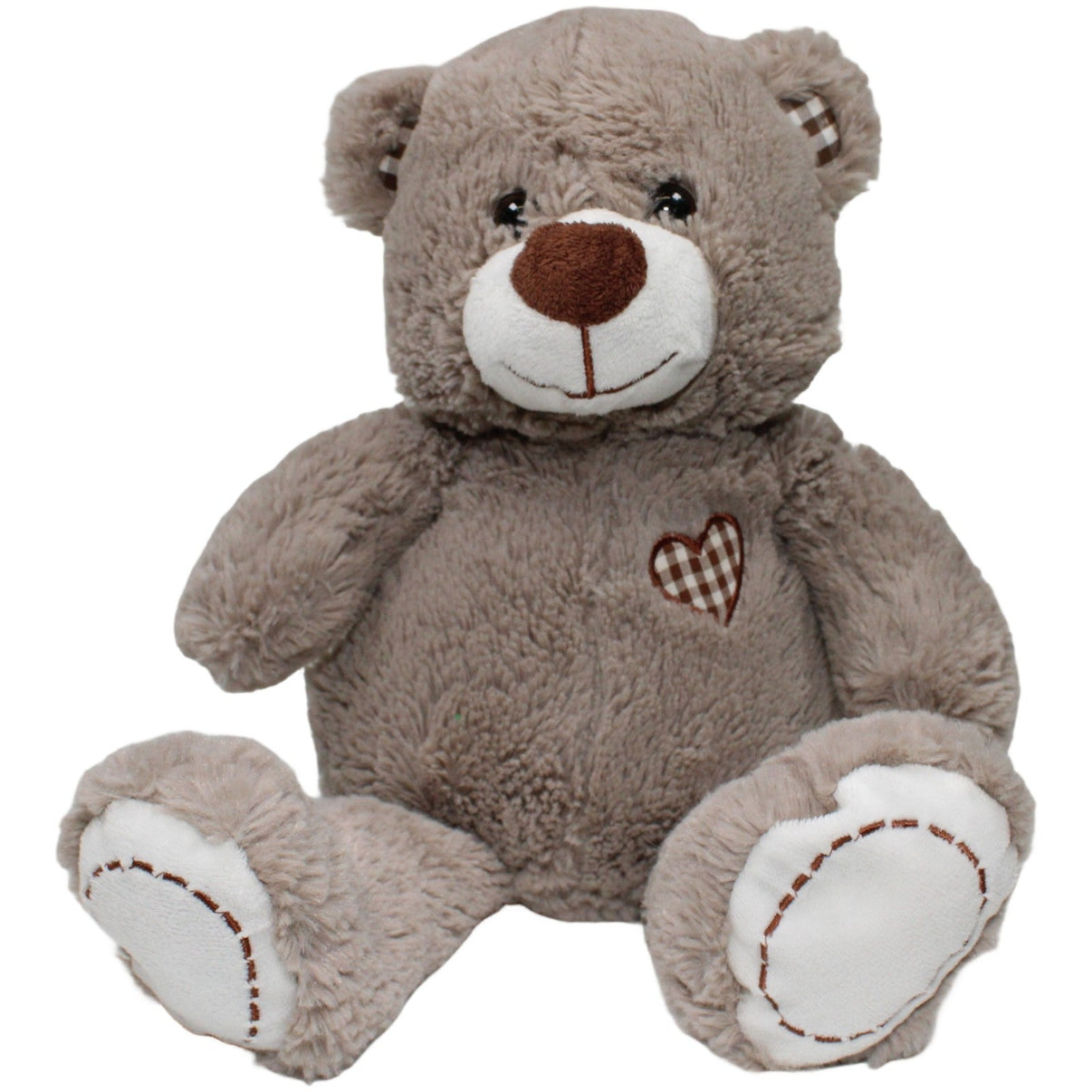 123000022410 TEDI Kuschel - Freunde, XL Teddybär mit kariertem Herz Kuscheltier Kumpel Leo 40cm Beige Braun