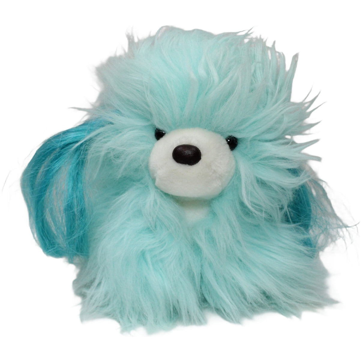 123000022460 Heunec Zotteliger türkiser Hund, sitzend Kuscheltier Kumpel Leo 20cm _Vintage_ Blau