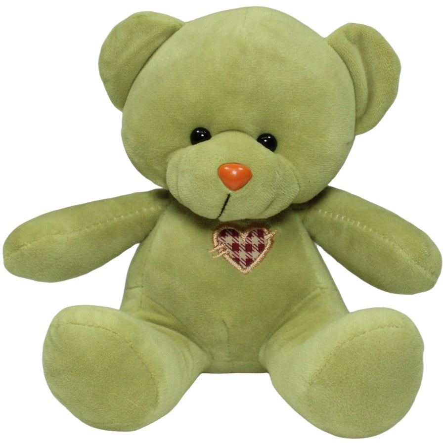 Sitzender Teddy mit Herz, olivgrün