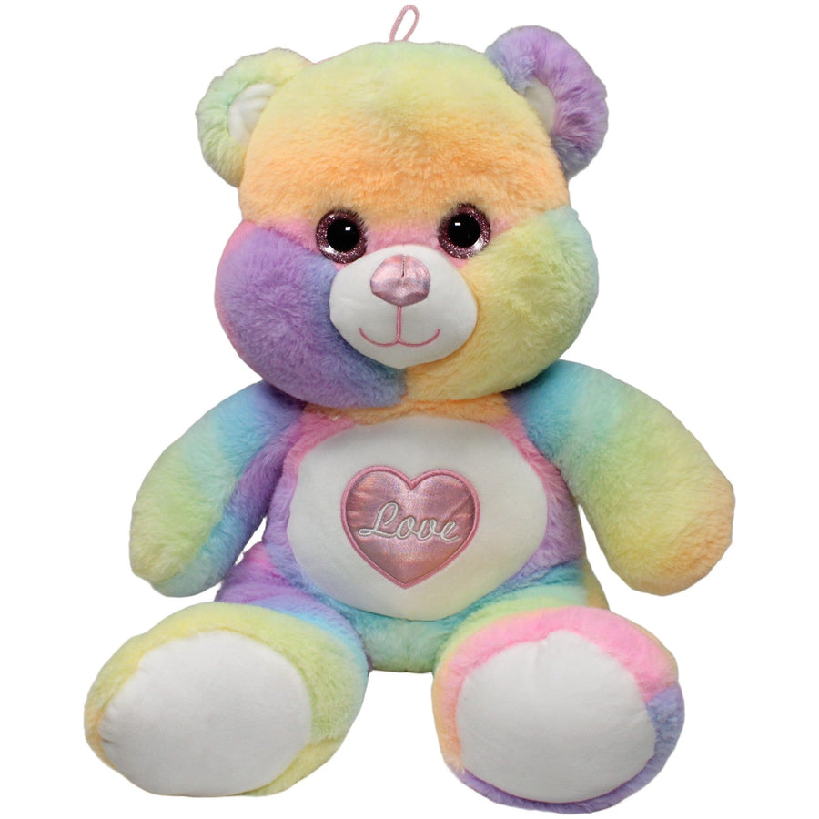 Flos Toys, XL Regenbogen-Teddybär mit Herz "Love"