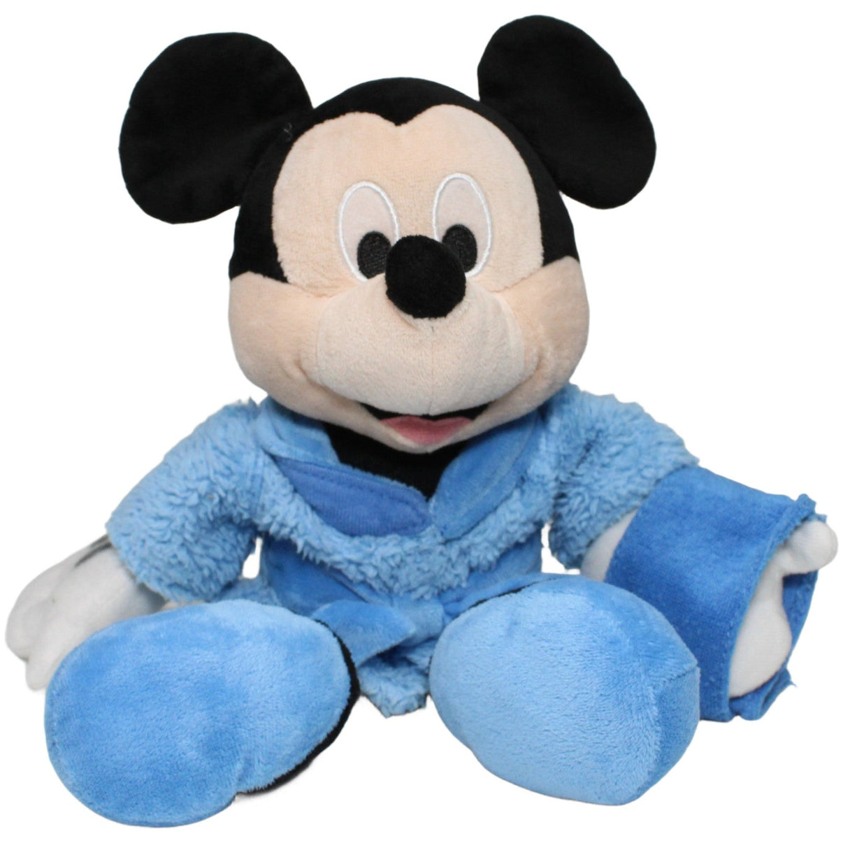 123000022635 Nicotoy Micky Maus im blauen Bademantel mit Schmusetuch Kuscheltier Kumpel Leo 30cm Beige Blau