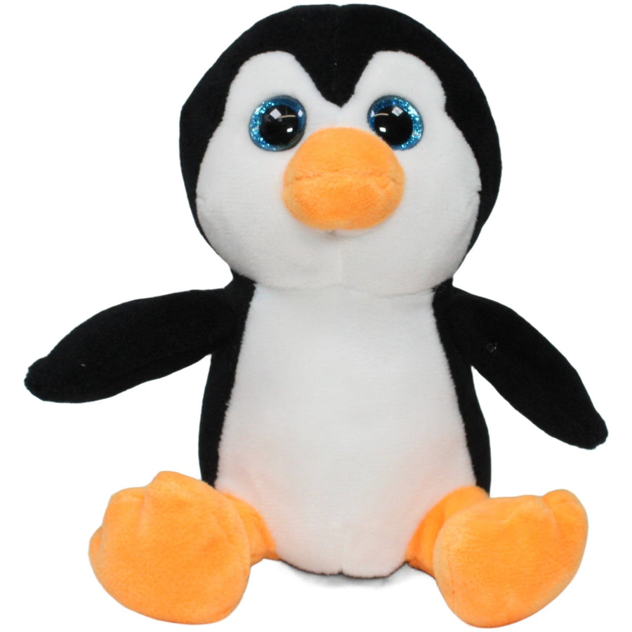 Pinguin mit Glitzeraugen, sitzend