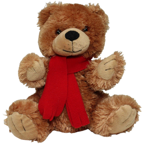 Zottliger Teddybär mit rotem Schal