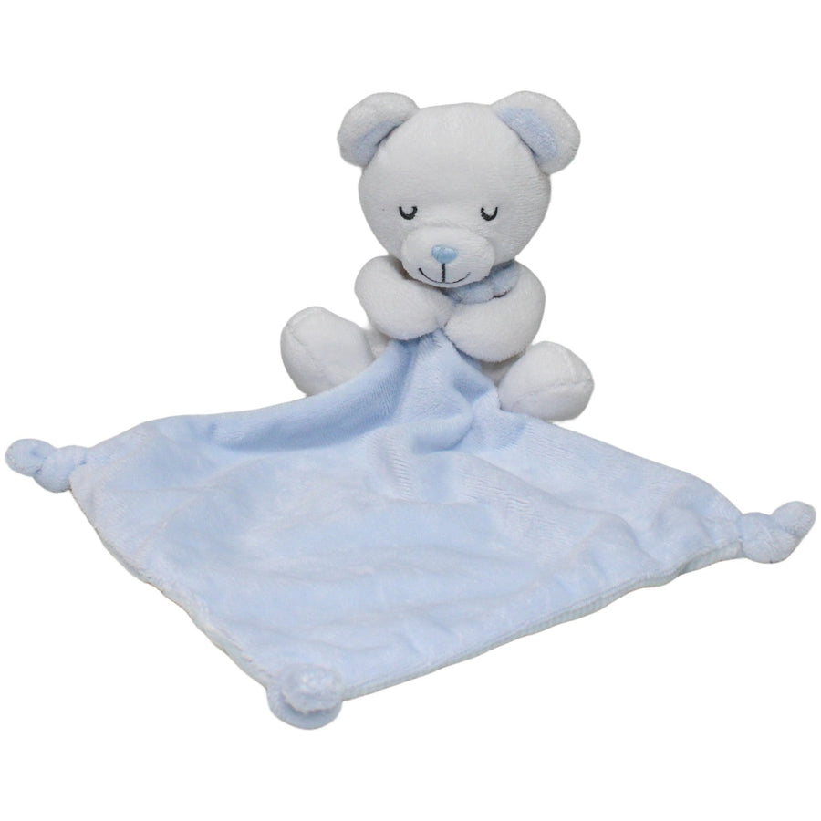 Weißer Bär mit blauem Tuch