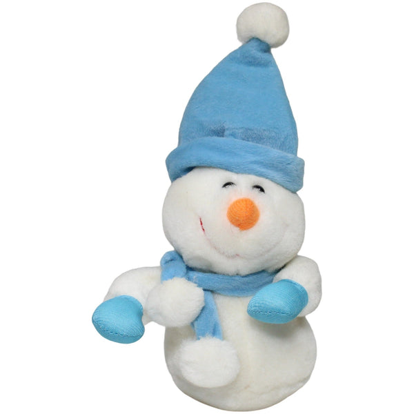 Süßer Schneemann mit blauer Mütze und Schal