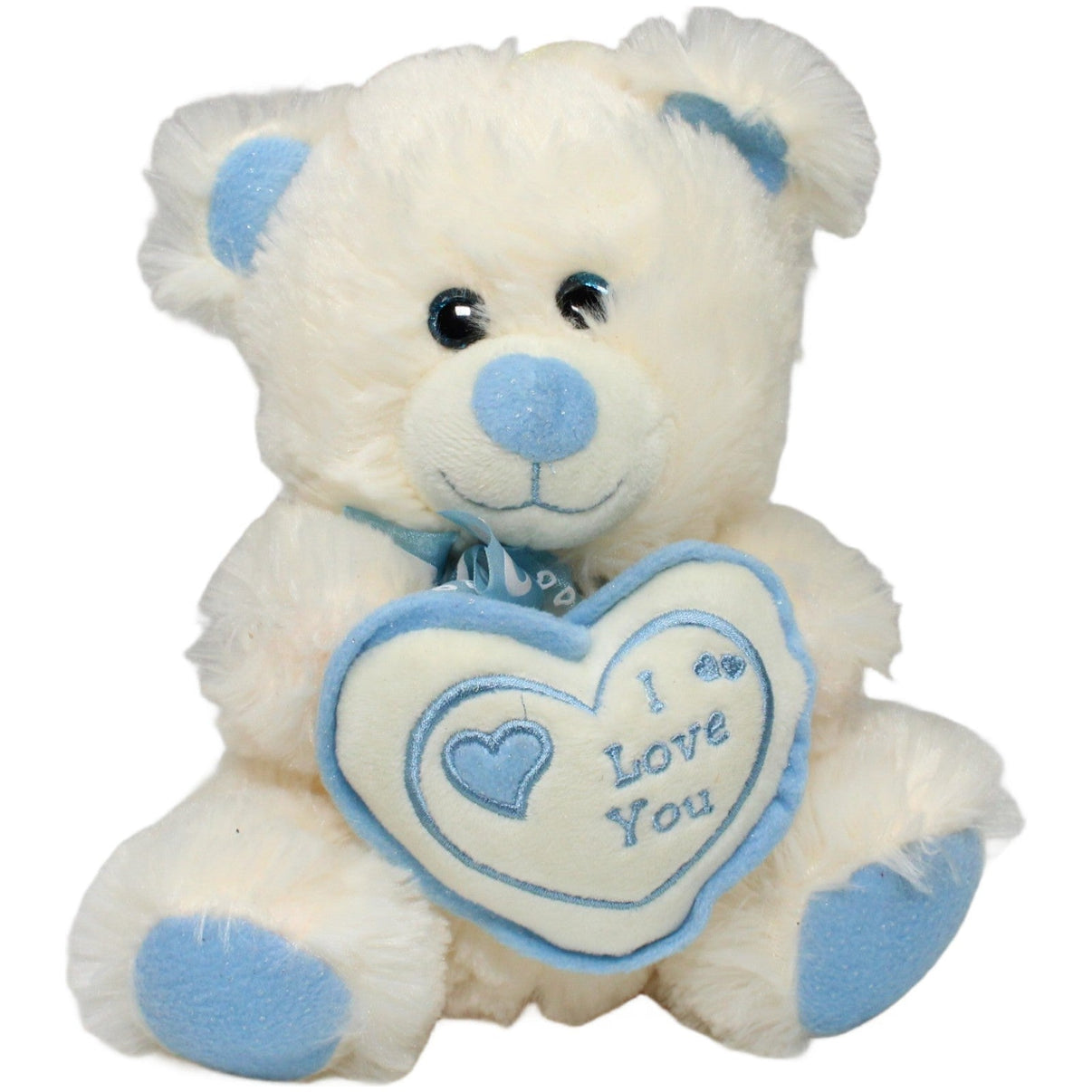 123000022802 Morgenroth Weißer Teddy mit blauem Herz "I love you" Kuscheltier Kumpel Leo 22cm Blau ebay - stofftiere