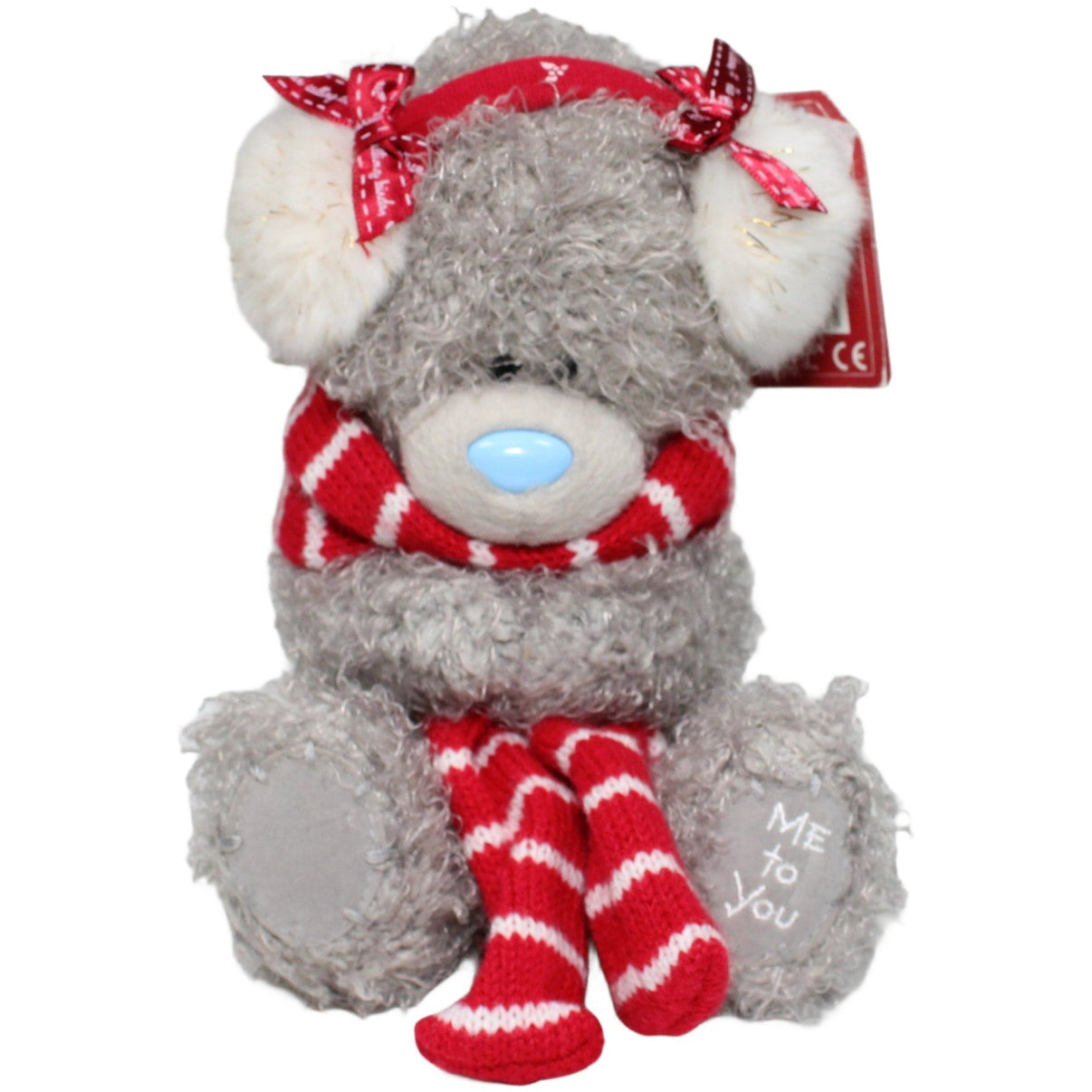 123000022852 Carte Blanche Teddy mit rotem Schal und Ohrenschützern Kuscheltier Kumpel Leo 18cm ebay - neu - stofftiere Grau