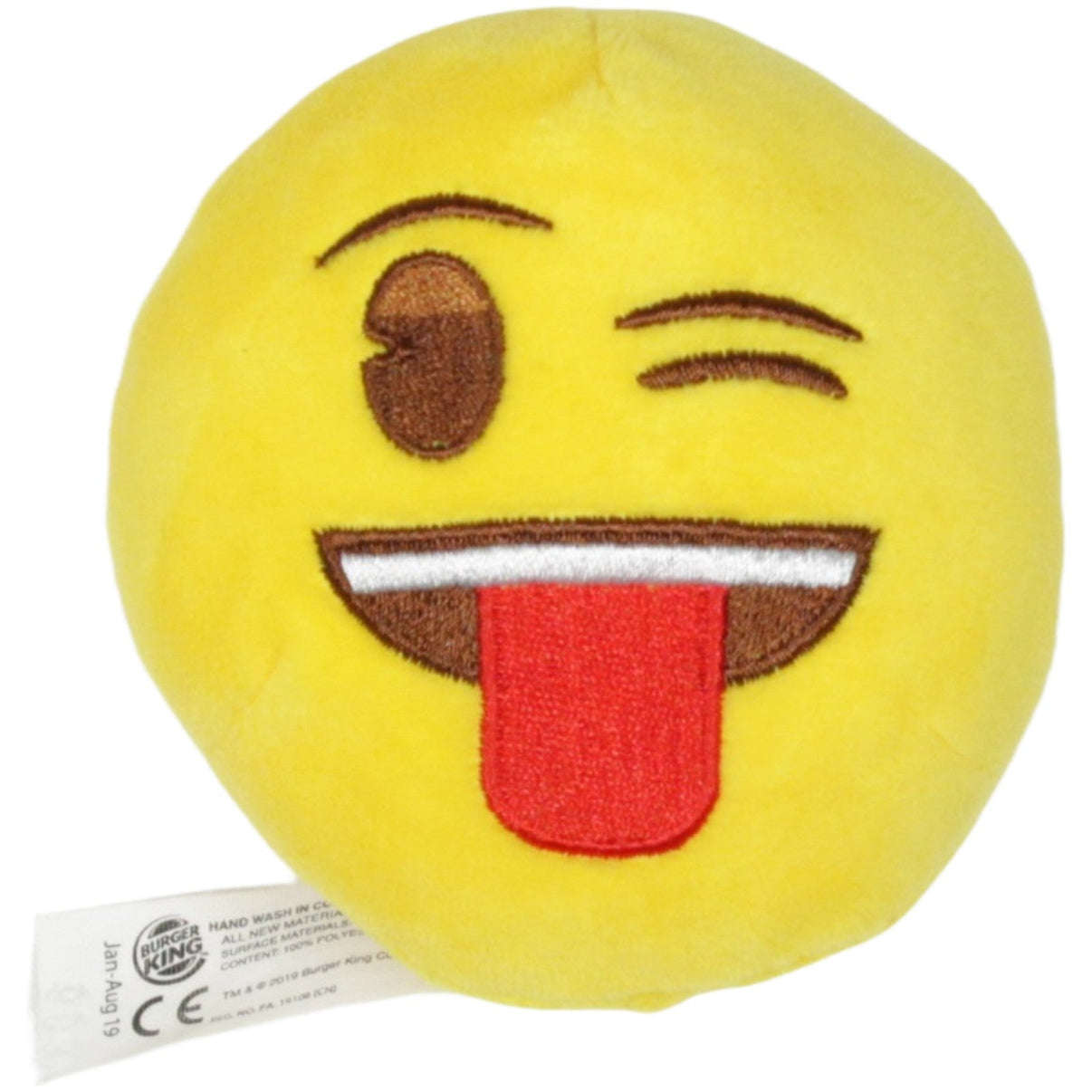 123000023023 Burger King King Jr. Meal, Zwinkerndes Gesicht mit herausgestreckter Zunge Emoji Plüschfigur Kumpel Leo 2019 8cm ebay - stofftiere
