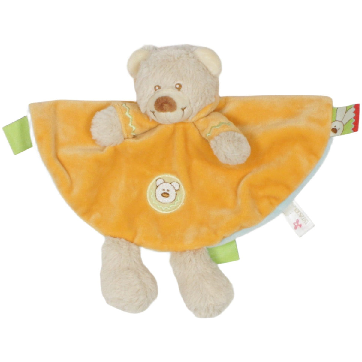 123000023089 Nicotoy Teddybär orange - blau, rund Schmusetuch Kumpel Leo 25cm 30cm Beige