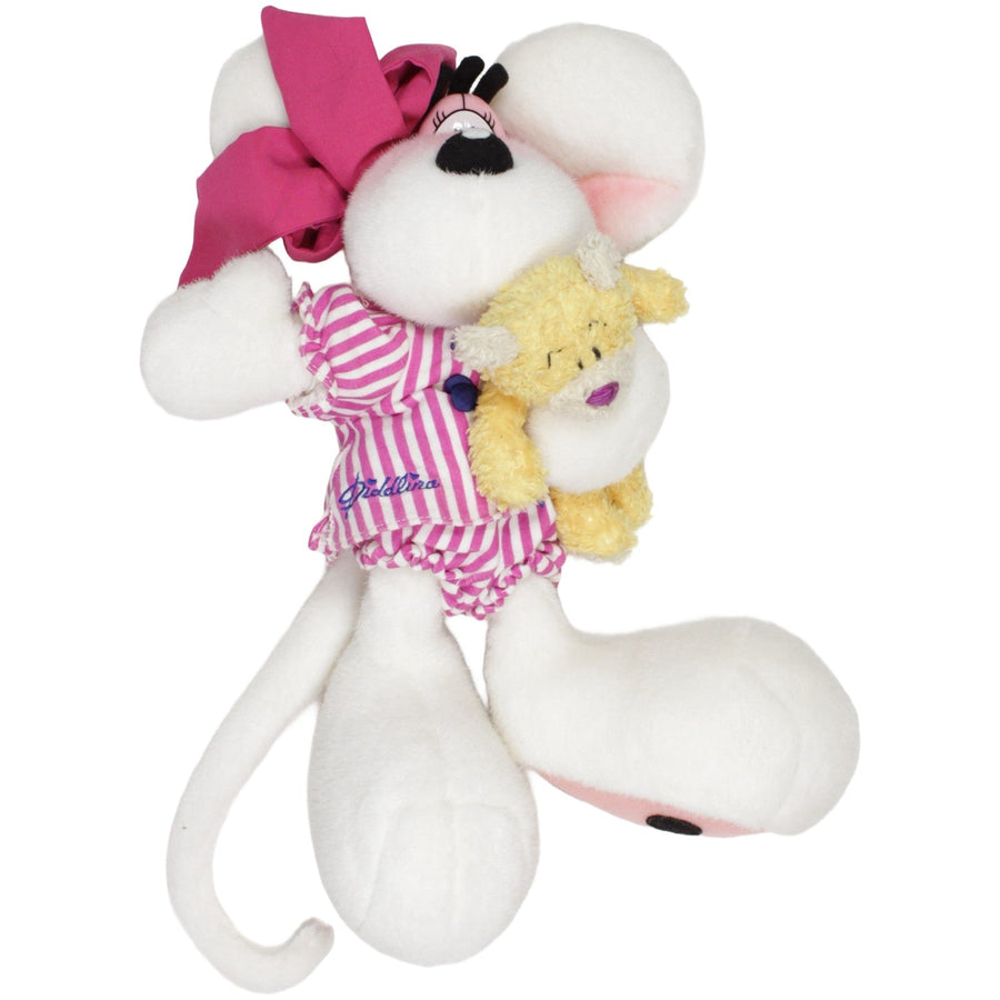 Diddlina mit Teddybär im Arm