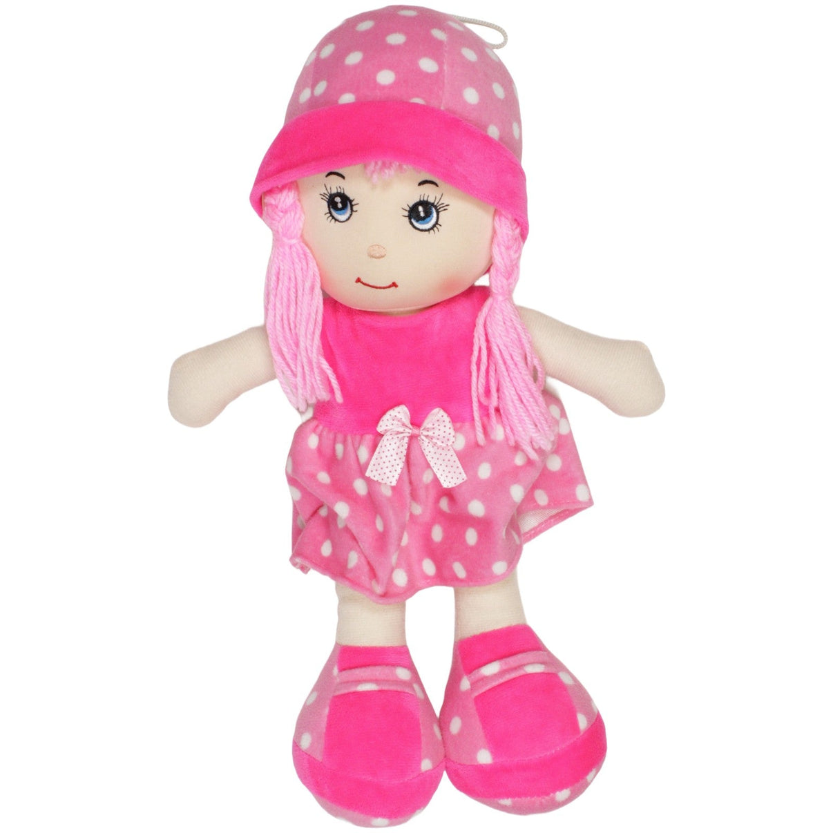 123000023134 Unbekannt Mädchen mit pinken Haaren & gepunktetem Kleid, groß Plüschfigur Kumpel Leo 38cm Beige ebay - stofftiere