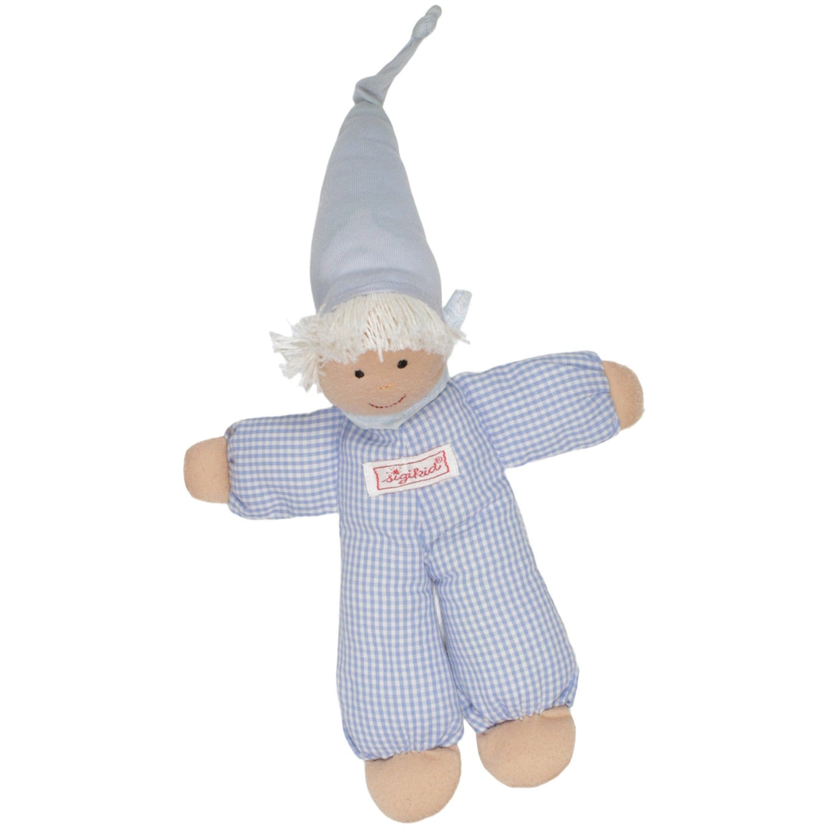 123000023137 Sigikid Püppchen mit blauer Zipfelmütze, kariert Püppchen Kumpel Leo 24cm Beige Blau