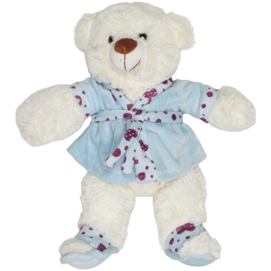 Flos Toys, großer Teddybär mit Bademantel und Hausschuhen