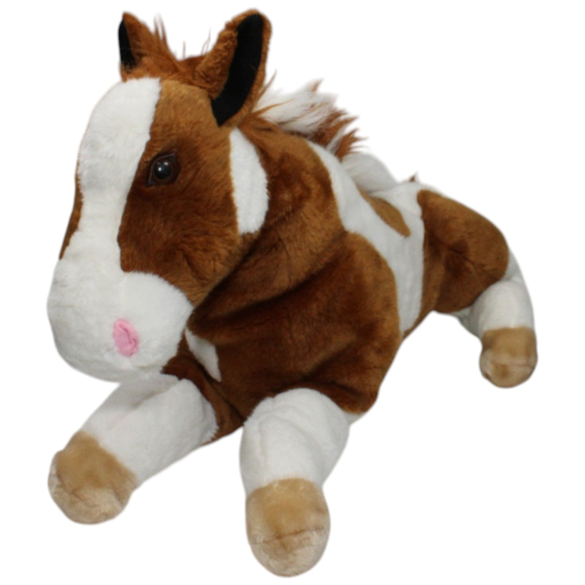 123000023215 Kuschelwuschel XXL Braun - weißes Pferd, liegend Kuscheltier Kumpel Leo 60cm _Wieder Da_ Braun