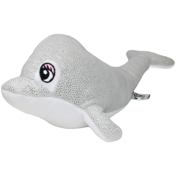 Flos Toys, grauer Delfin mit Glitzer