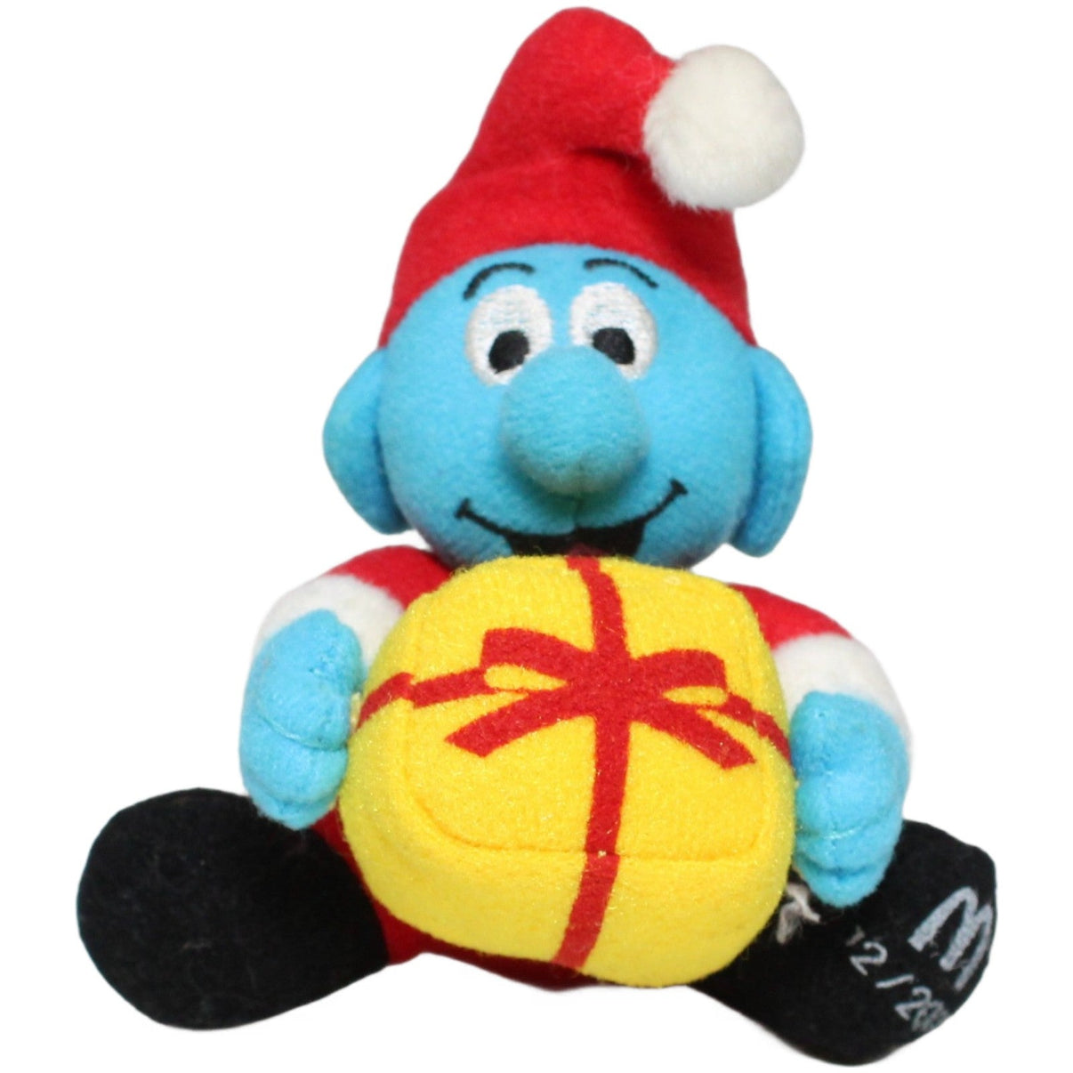 123000023570 McDonald's Happy Meal: Die Schlümpfe, Weihnachts - Schlumpf (12/2000) mit Vibration Plüschfigur Kumpel Leo 10cm 2000 _Wieder Da_