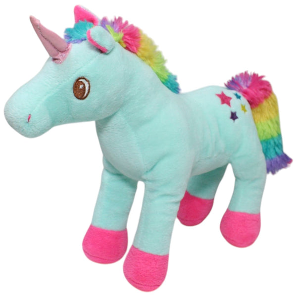 Kuschelfreund, türkises Einhorn mit bunter Mähne